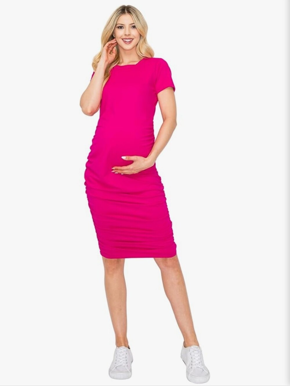 My Bump Women's Short Sleeve Bodycon Maternity Pregnancy Casual Streched Dress